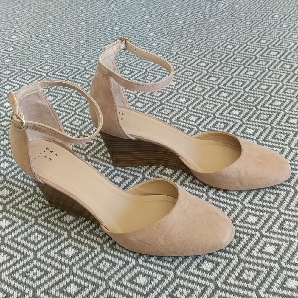 Nude heeled Mary Janes with ankle straps